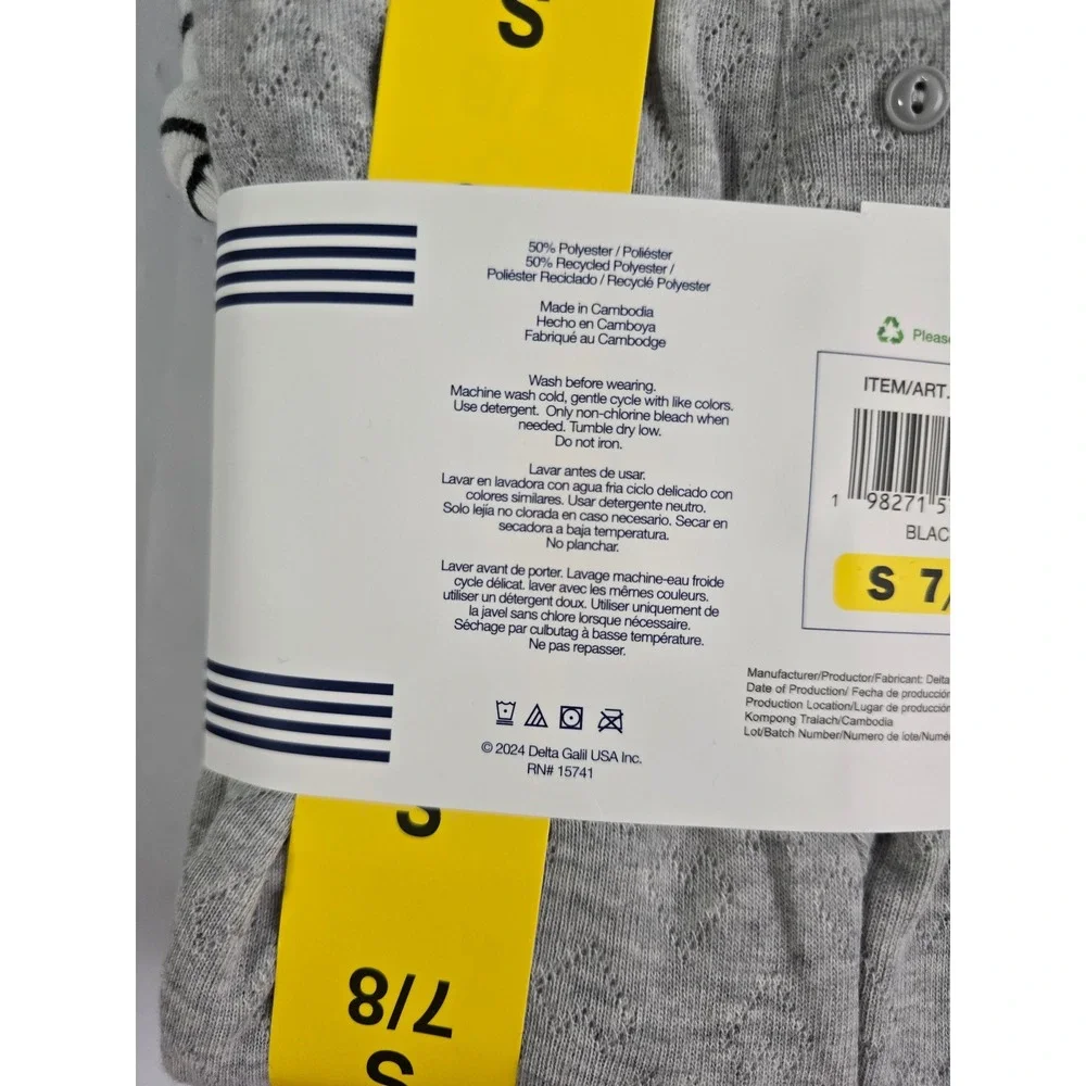 Splendid Kids 4 Piece Sleep Set Pajamas Grey Pointelle Striped Girls Size7/8 NWT